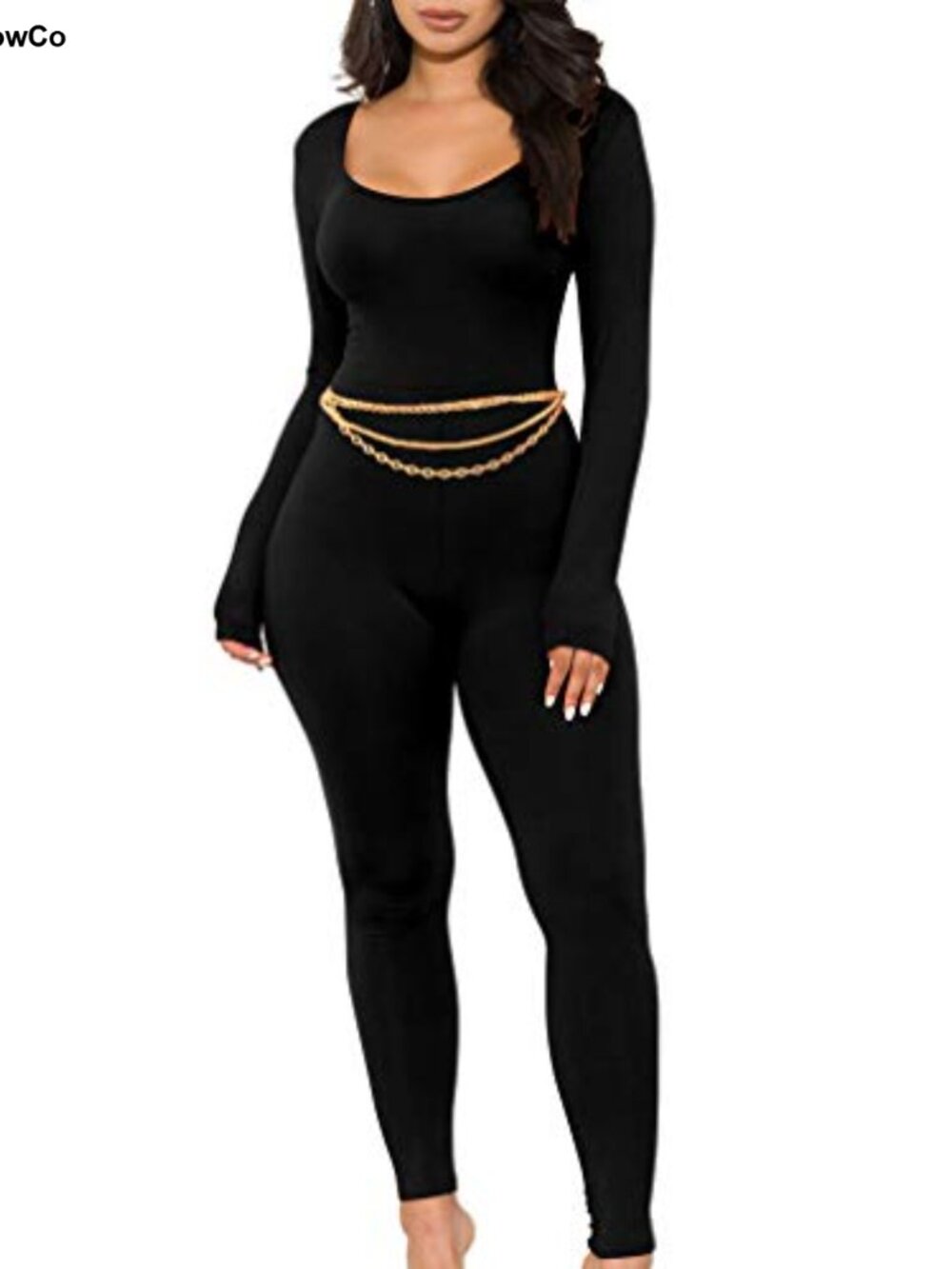 Women's Sexy Long Sleeve Bodycon Club Jumpsuit Stretchy Slim Fit